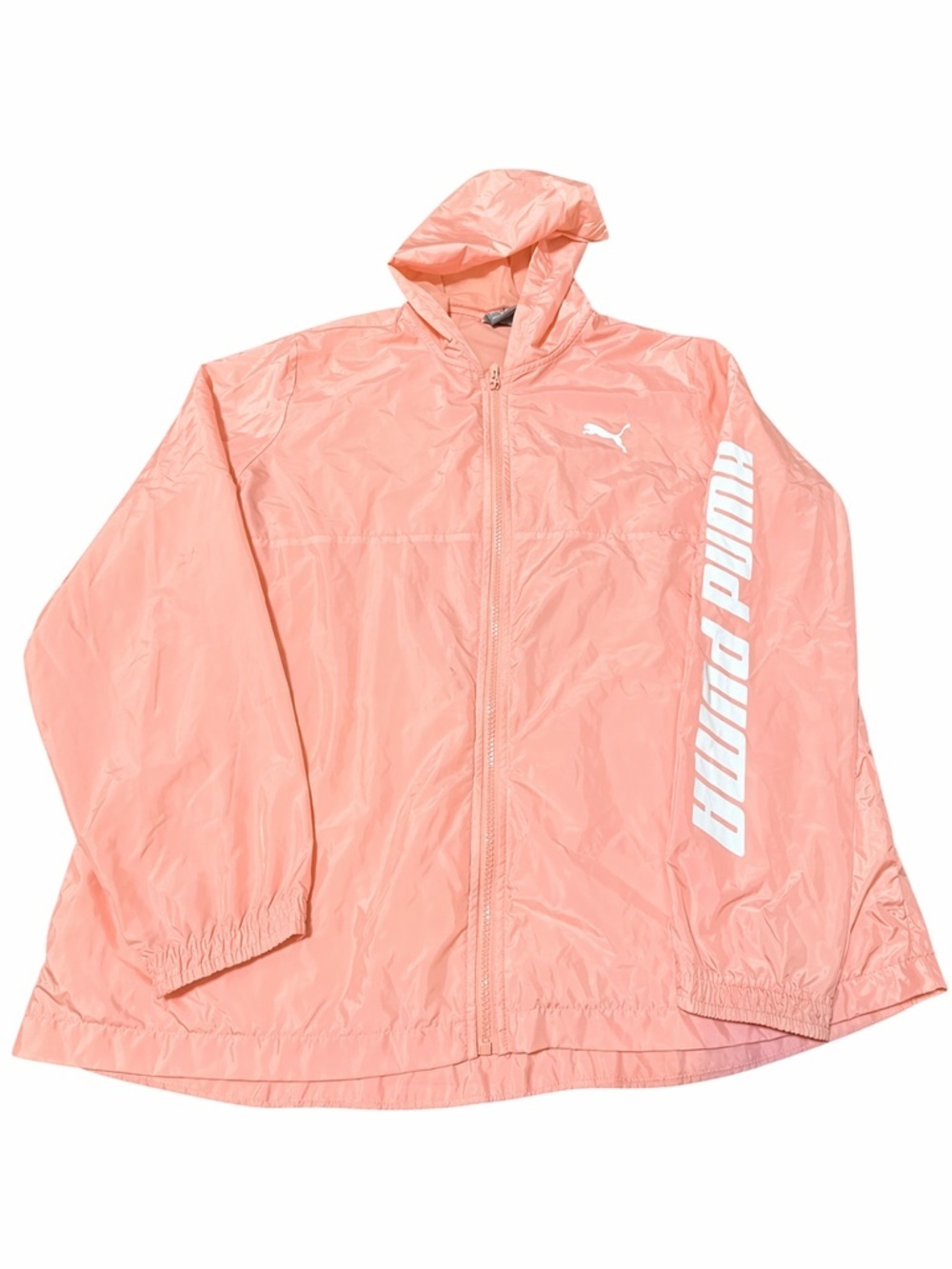 Puma Pink Peach Windbreaker XL Hooded Mesh Vented Lightweight Jacket